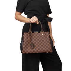2019 Louis Vuitton Ebene Damier Coated Canvas Black Calfskin Leather Brittany BB