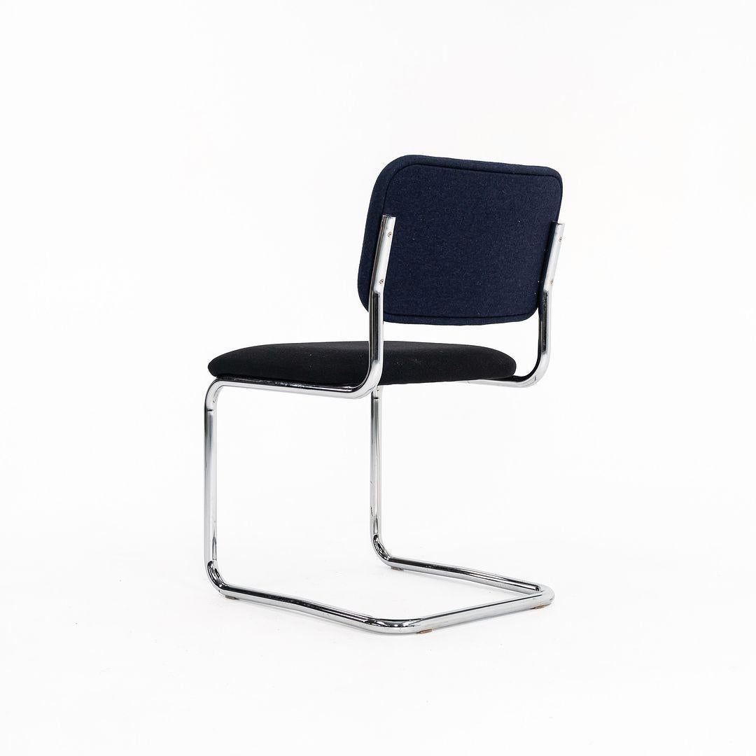 2019 Marcel Breuer for Knoll Cesca Armless Side Chair in Blue and Fabric For Sale 3