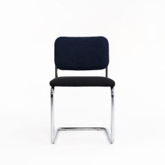 2019 Marcel Breuer for Knoll Cesca Armless Side Chair in Blue and Fabric