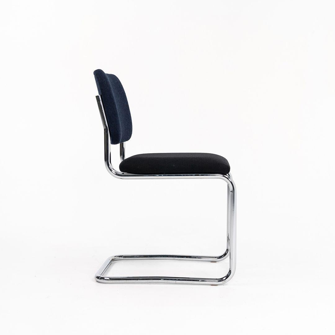 Modern 2019 Marcel Breuer for Knoll Cesca Armless Side Chair in Blue and Fabric For Sale