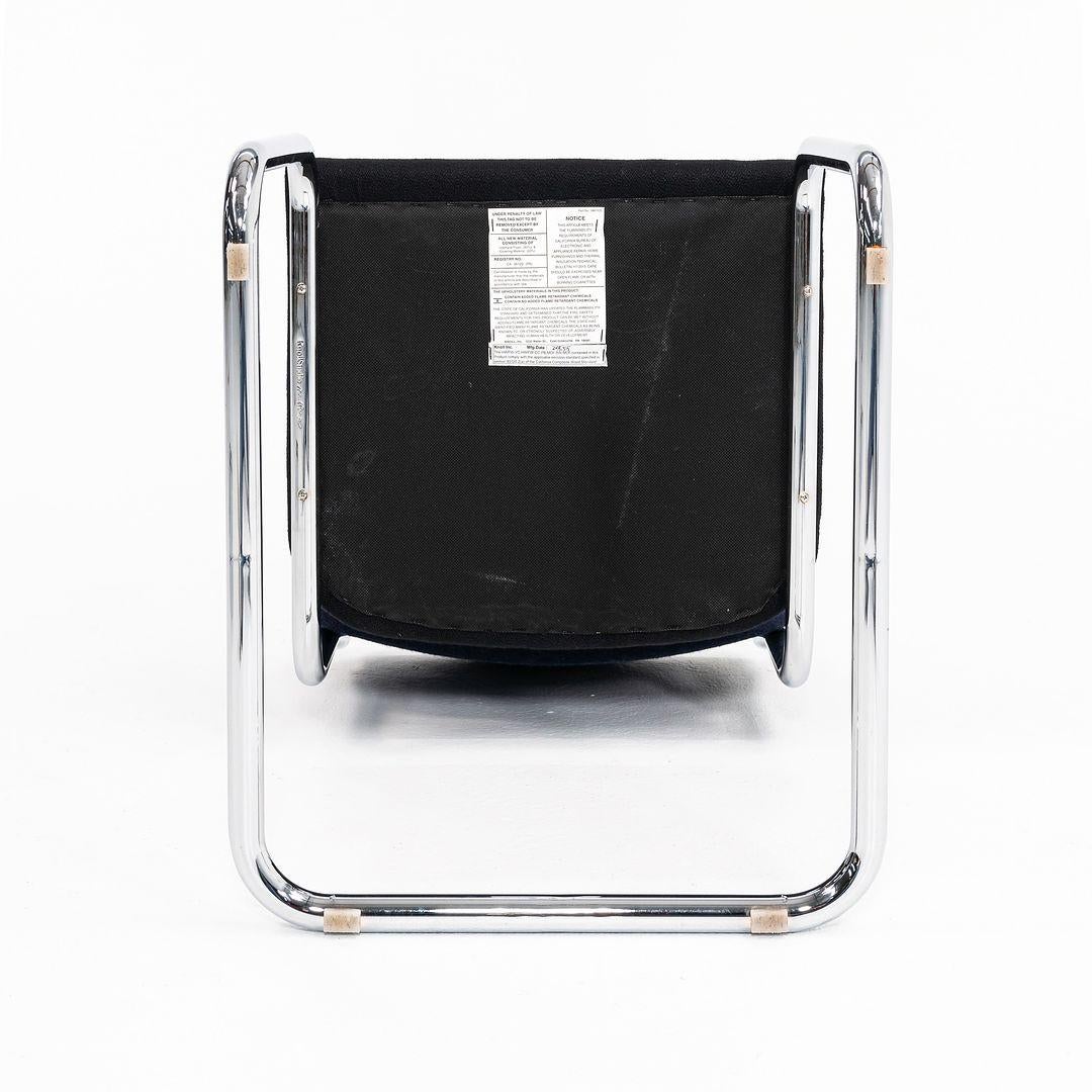 American 2019 Marcel Breuer for Knoll Cesca Armless Side Chair in Blue and Fabric For Sale