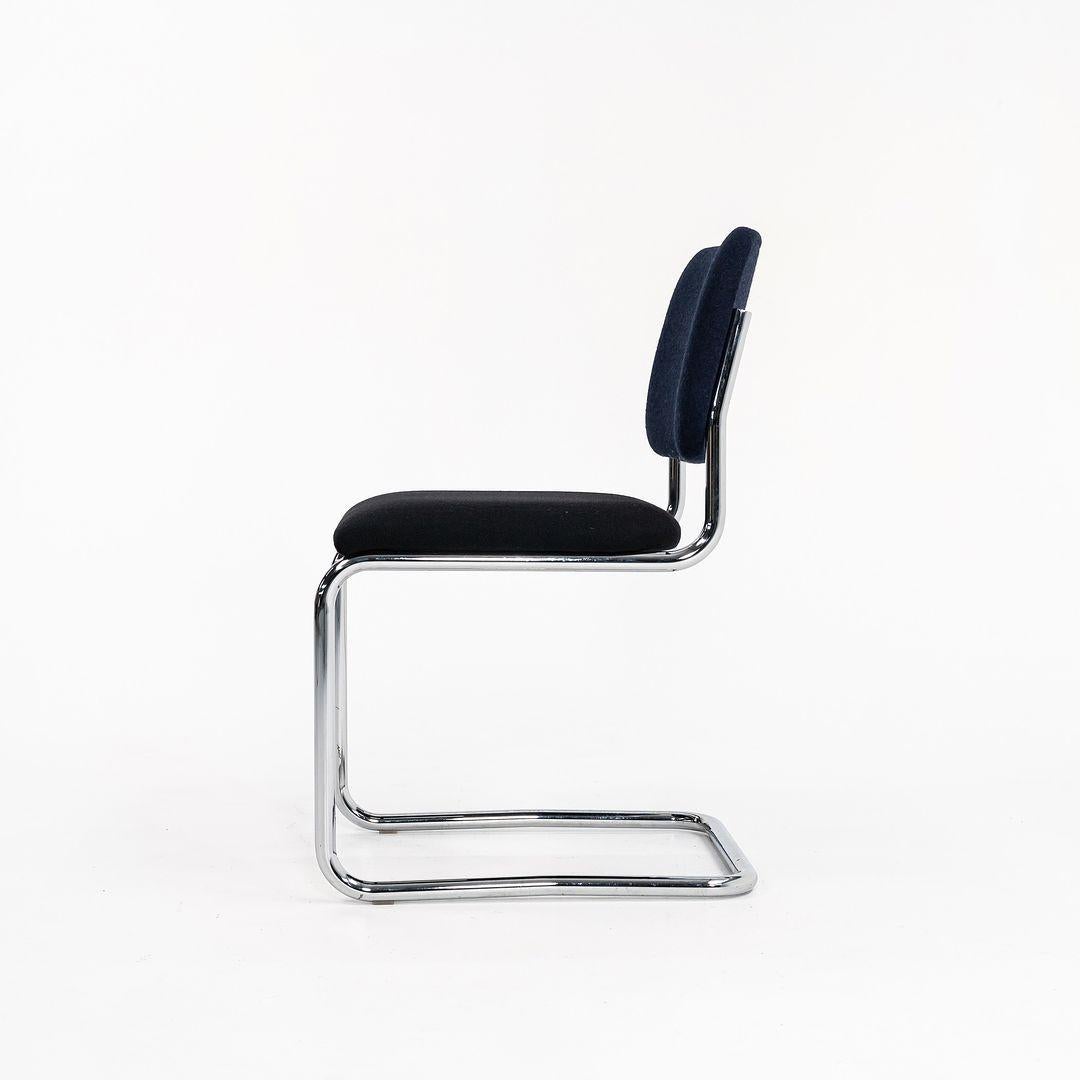 2019 Marcel Breuer for Knoll Cesca Armless Side Chair in Blue and Fabric In Good Condition For Sale In Philadelphia, PA