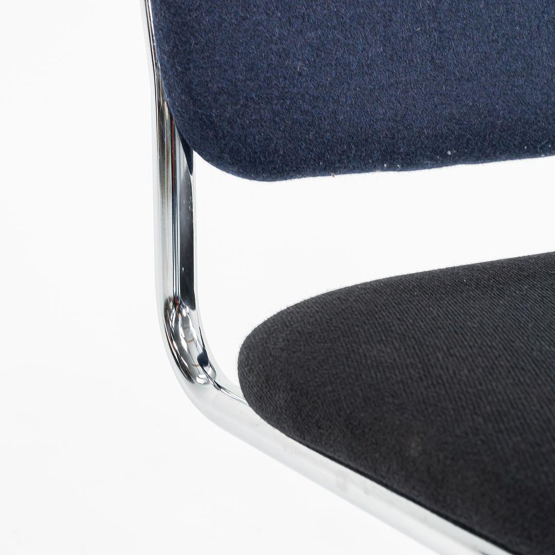 Contemporary 2019 Marcel Breuer for Knoll Cesca Armless Side Chair in Blue and Fabric For Sale
