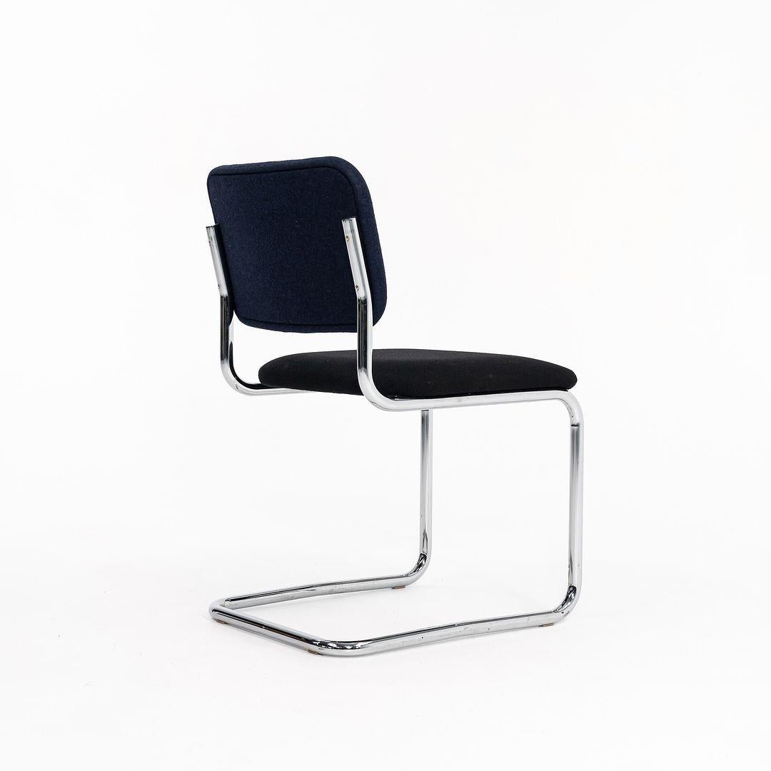 Steel 2019 Marcel Breuer for Knoll Cesca Armless Side Chair in Blue and Fabric For Sale