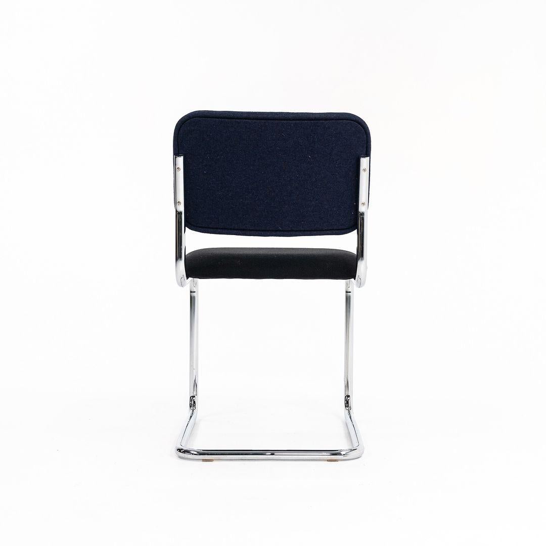 2019 Marcel Breuer for Knoll Cesca Armless Side Chair in Blue and Fabric For Sale 1