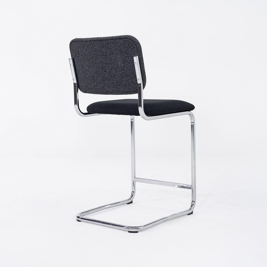 2019 Marcel Breuer for Knoll Cesca Counter Stool in Gray and Black Fabric In Good Condition For Sale In Philadelphia, PA