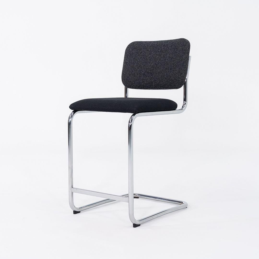 Steel 2019 Marcel Breuer for Knoll Cesca Counter Stool in Gray and Black Fabric For Sale