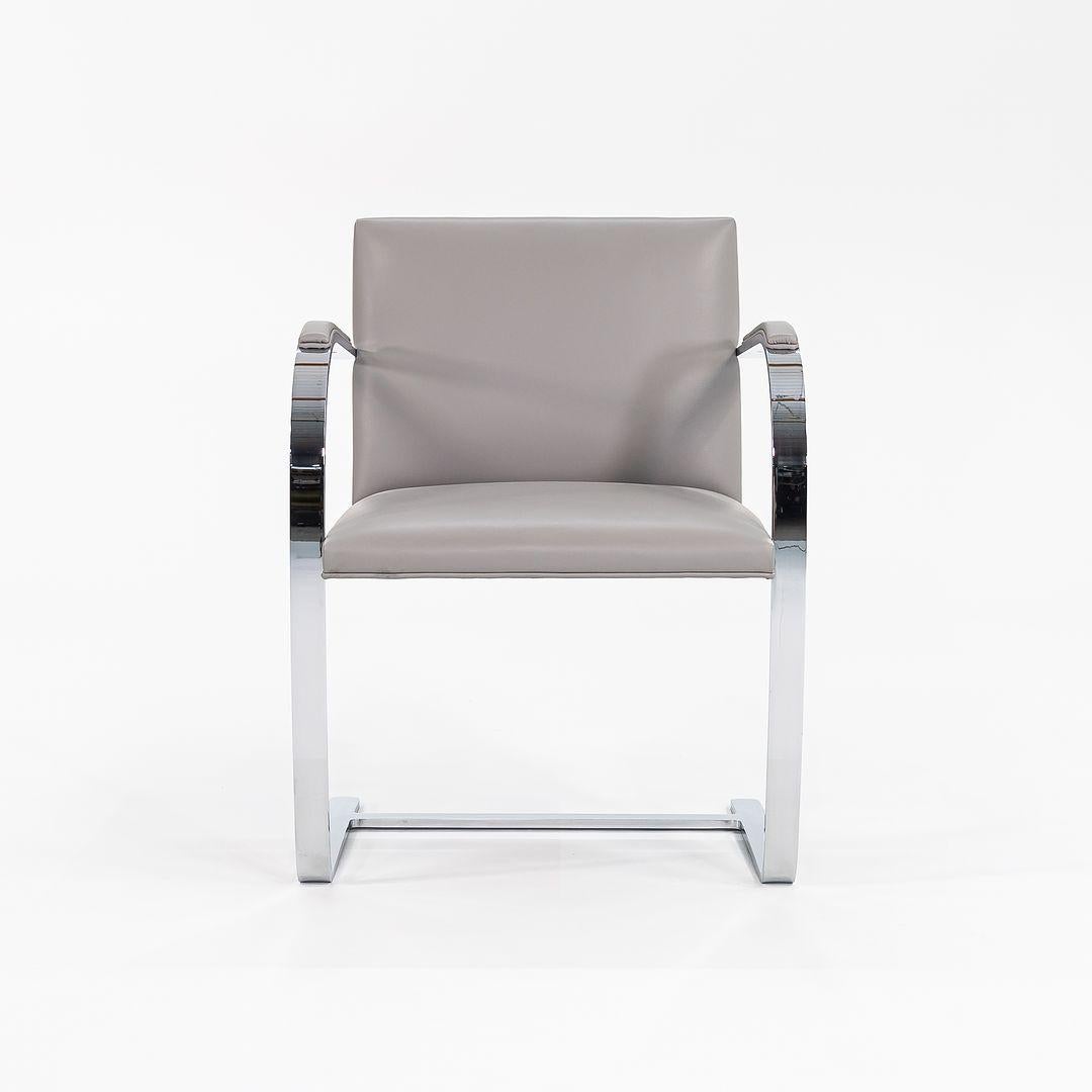 2019 Mies van der Rohe for Knoll Brno Chair in Chromed Steel and Grey Leather For Sale 4