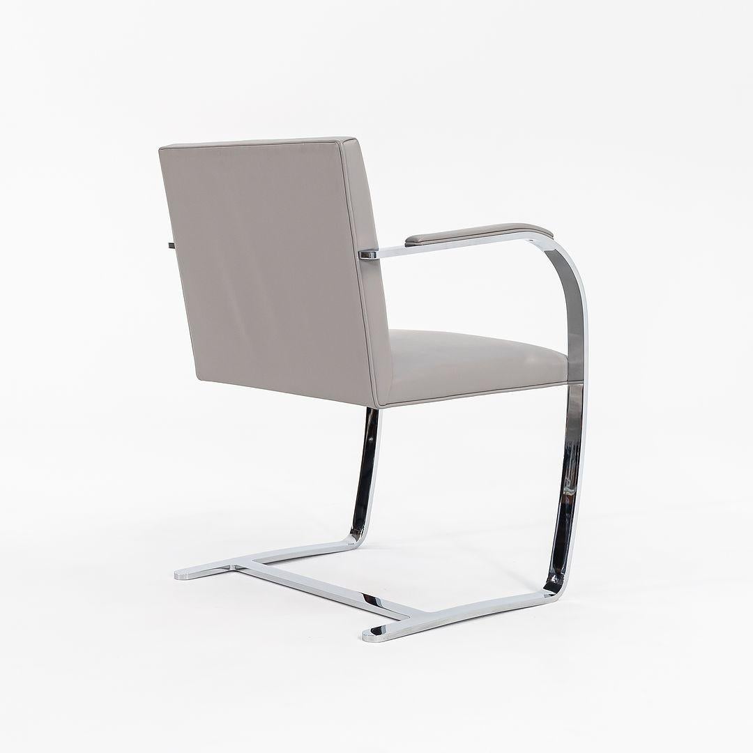 American 2019 Mies van der Rohe for Knoll Brno Chair in Chromed Steel and Grey Leather For Sale