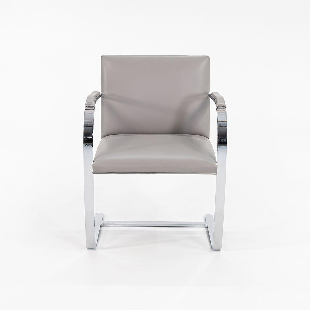 2019 Mies van der Rohe for Knoll Brno Chair in Chromed Steel and Grey Leather In Good Condition For Sale In Philadelphia, PA