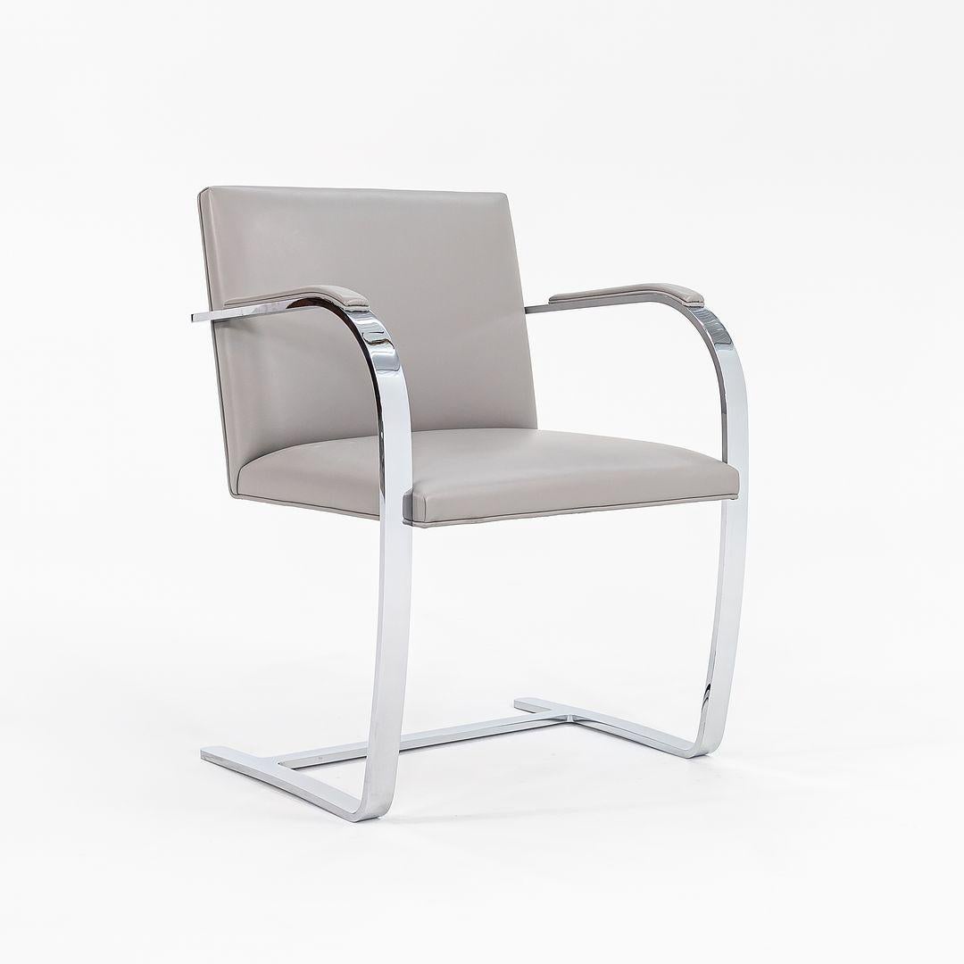 Contemporary 2019 Mies van der Rohe for Knoll Brno Chair in Chromed Steel and Grey Leather For Sale