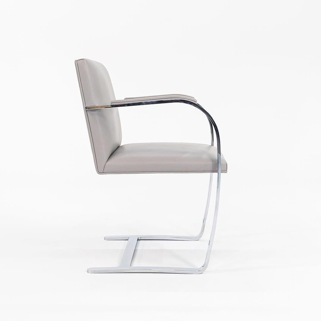2019 Mies van der Rohe for Knoll Brno Chair in Chromed Steel and Grey Leather For Sale 1