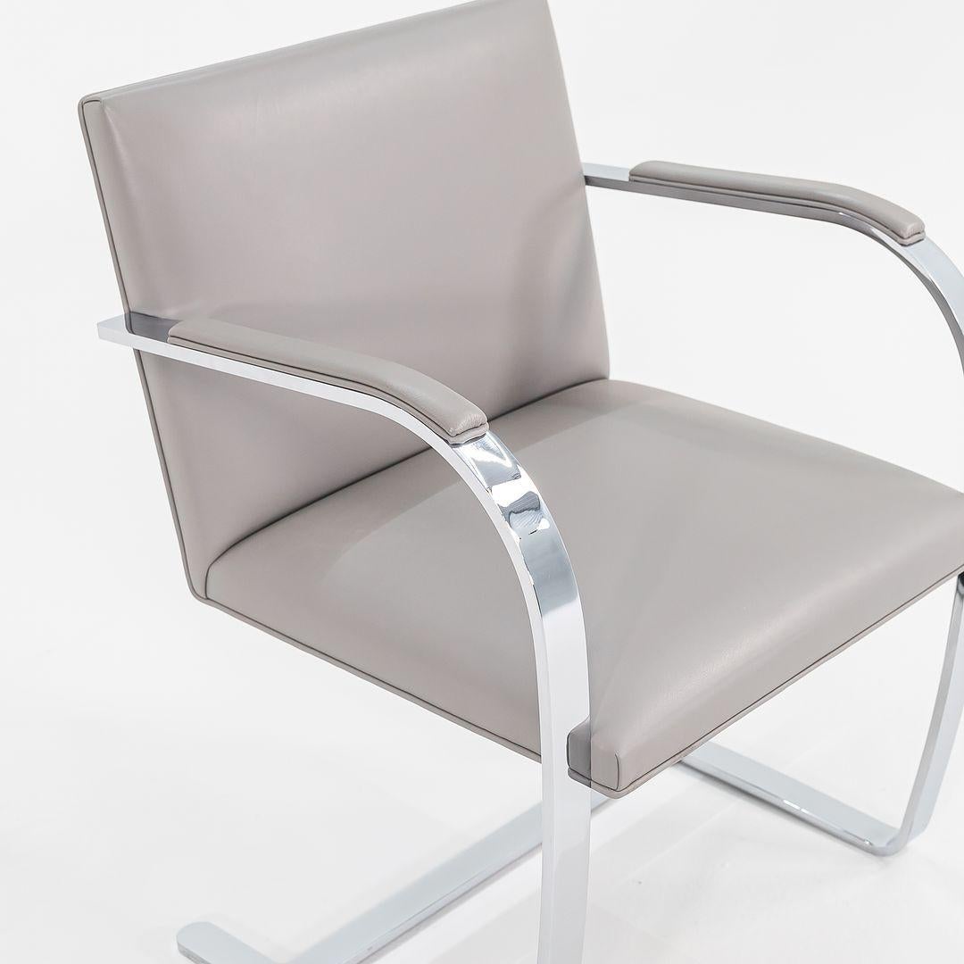 2019 Mies van der Rohe for Knoll Brno Chair in Chromed Steel and Grey Leather For Sale 2