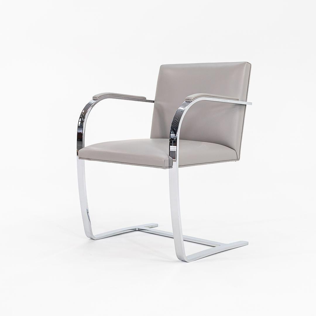 2019 Mies van der Rohe for Knoll Brno Chair in Chromed Steel and Grey Leather For Sale 3