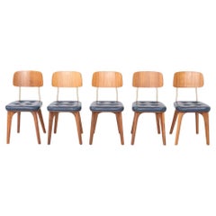 2019 Neri&HU Stellar Works Utility Esszimmerstuhl, Nussbaum & Blaue Polsterung (5x)