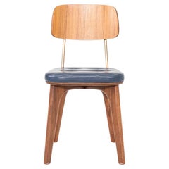 2019 Neri&HU Stellar Works Utility Esszimmerstuhl, Nussbaum & Blaue Polsterung (5x)