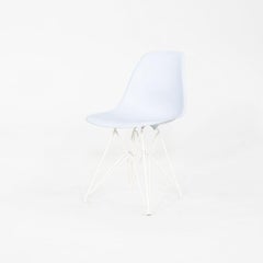 2019 Pair Herman Miller Eames DSR Dining Chairs in Blue Plastic with Eiffel Base