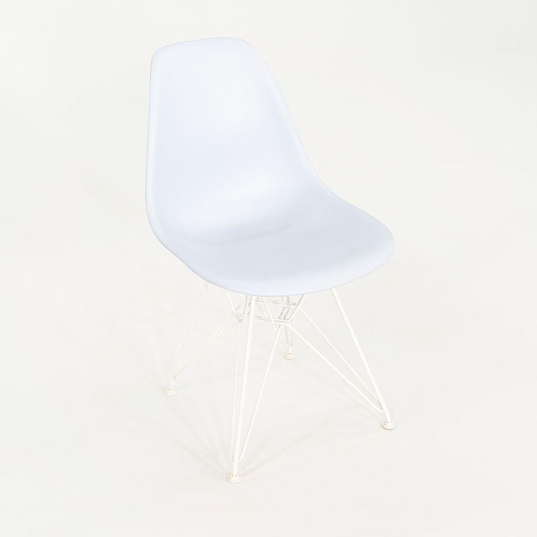 2019 Pair Herman Miller Eames DSR Dining Chairs in Blue Plastic with Eiffel Base In Good Condition For Sale In Philadelphia, PA