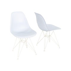 2019 Pair Herman Miller Eames DSR Dining Chairs in Blue Plastic with Eiffel Base
