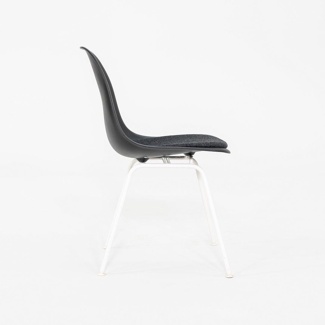 American 2019 Pair of Herman Miller Eames Plastic Dining Shell Chairs with Fabric Seat For Sale