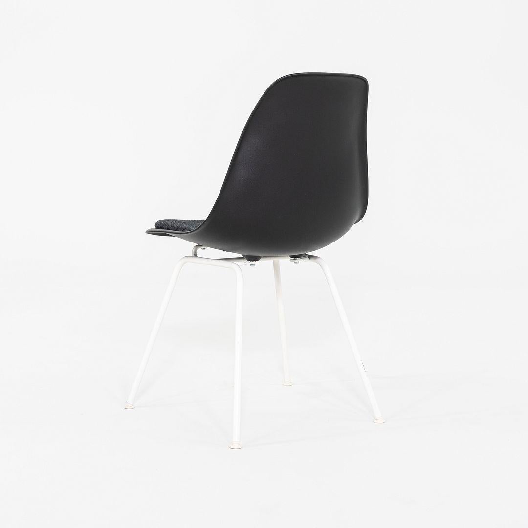 Contemporary 2019 Pair of Herman Miller Eames Plastic Dining Shell Chairs with Fabric Seat For Sale