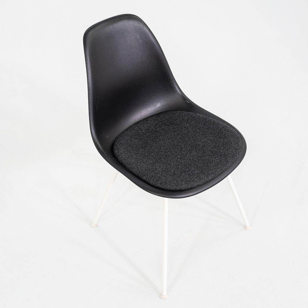 2019 Pair of Herman Miller Eames Plastic Dining Shell Chairs with Fabric Seat For Sale 1