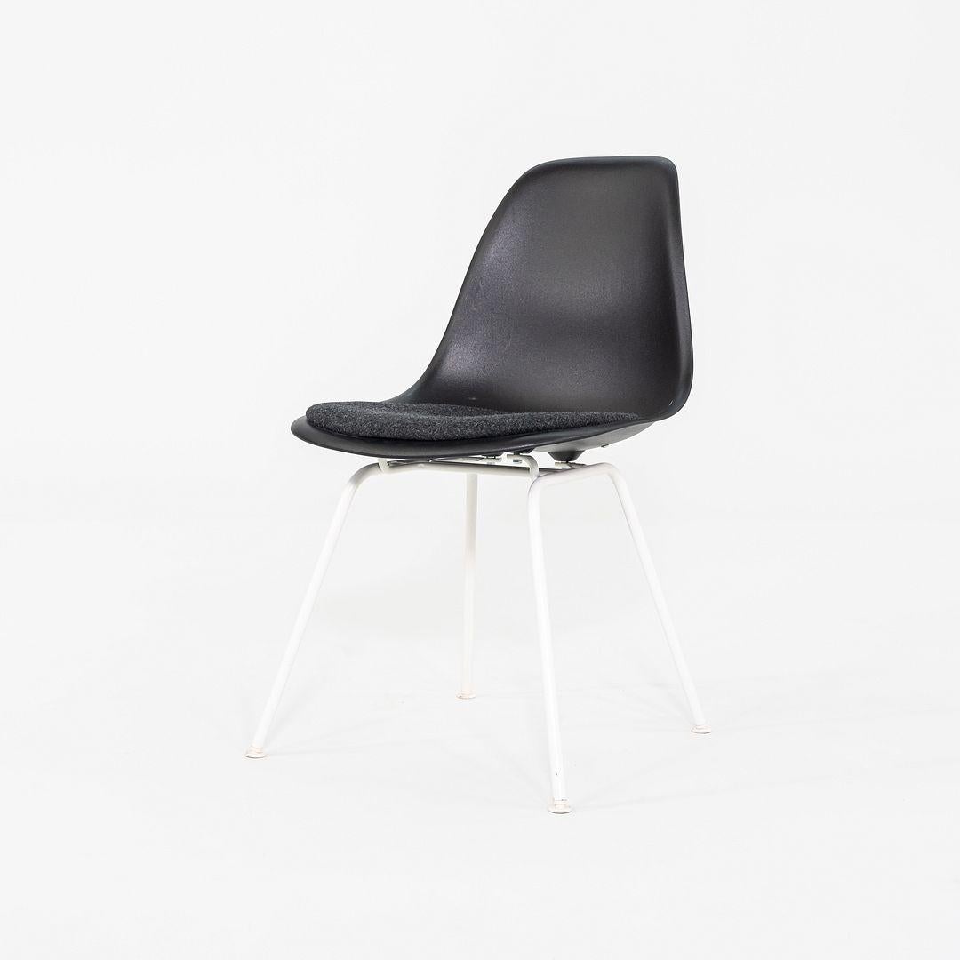 2019 Pair of Herman Miller Eames Plastic Dining Shell Chairs with Fabric Seat For Sale 2