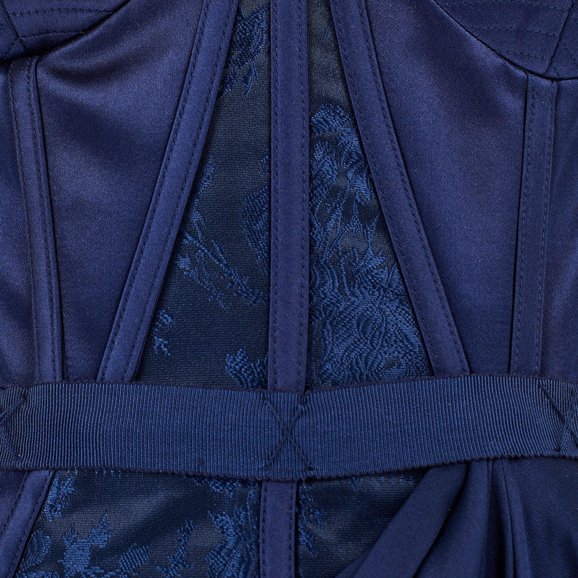 Women's 2019 Runway Documented Alexander McQueen Royal Blue Bustier Corset Dress For Sale