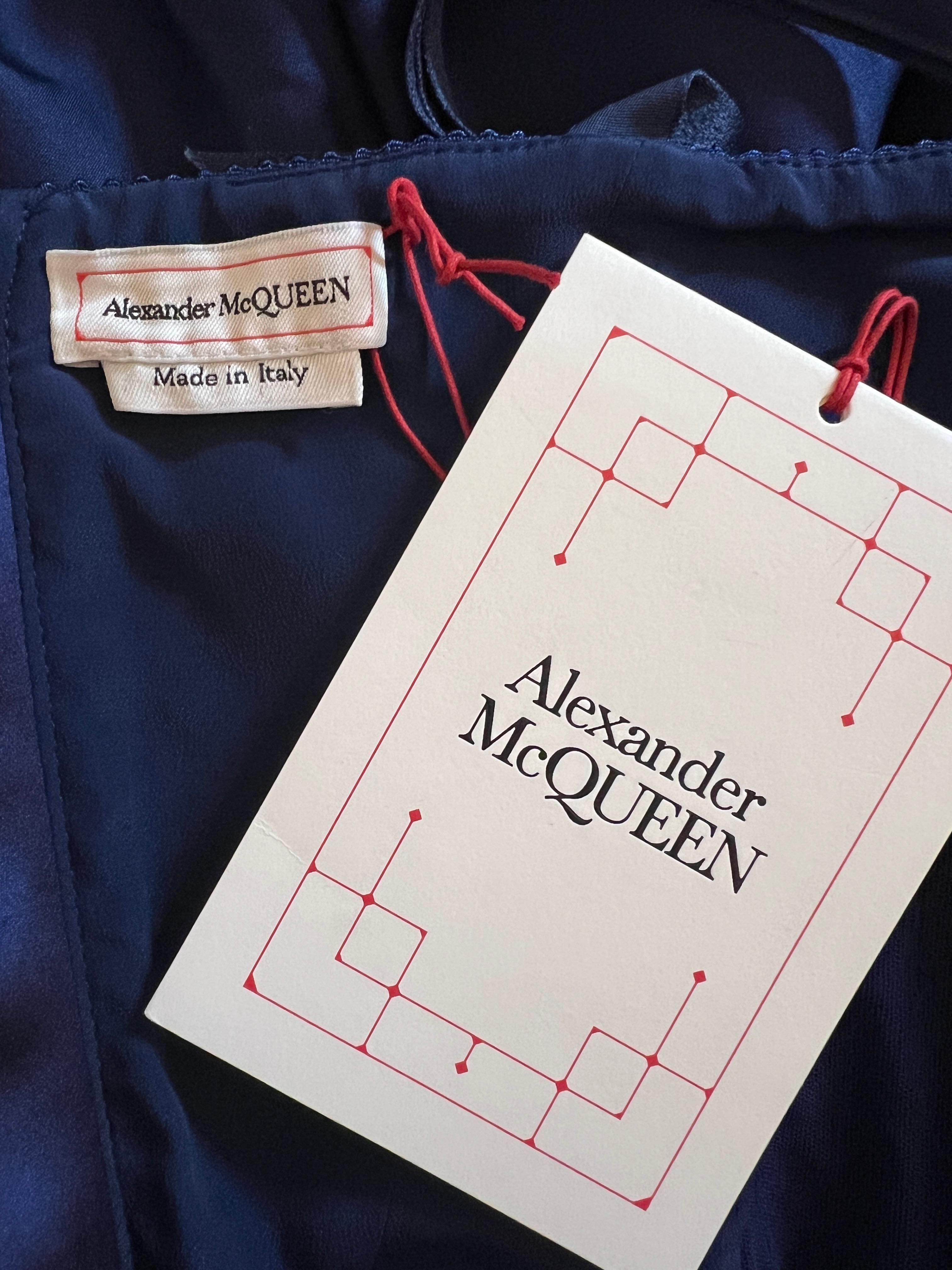 2019 Runway Documented Alexander McQueen Royal Blue Bustier Corset Dress For Sale 2