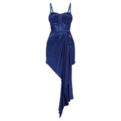 2019 Runway Documented Alexander McQueen Royal Blue Bustier Corset Dress