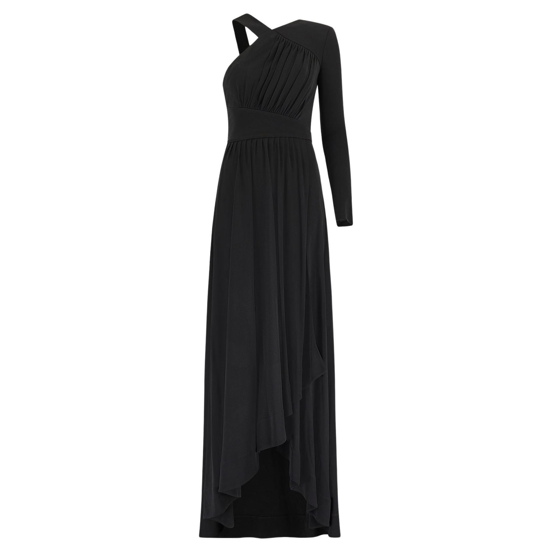 2019 Pasarela Documentada Givenchy Vestido de seda negro de una manga en venta