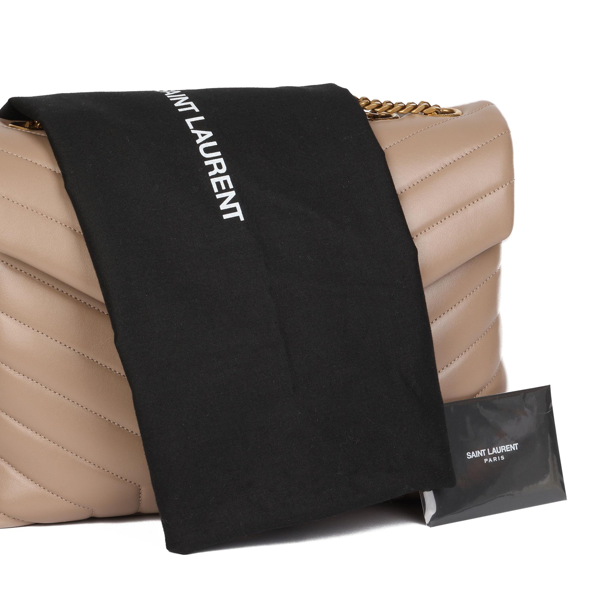 2019 Saint Laurent Dark Beige Y Quilted Calfskin Leather Medium Loulou 5