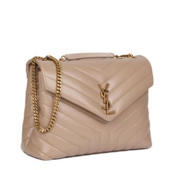 2019 Saint Laurent Dark Beige Y Quilted Calfskin Leather Medium Loulou