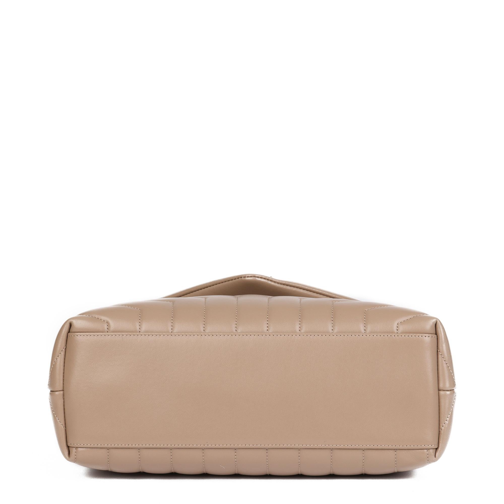 2019 Saint Laurent Dark Beige Y Quilted Calfskin Leather Medium Loulou In Excellent Condition In Bishop's Stortford, Hertfordshire
