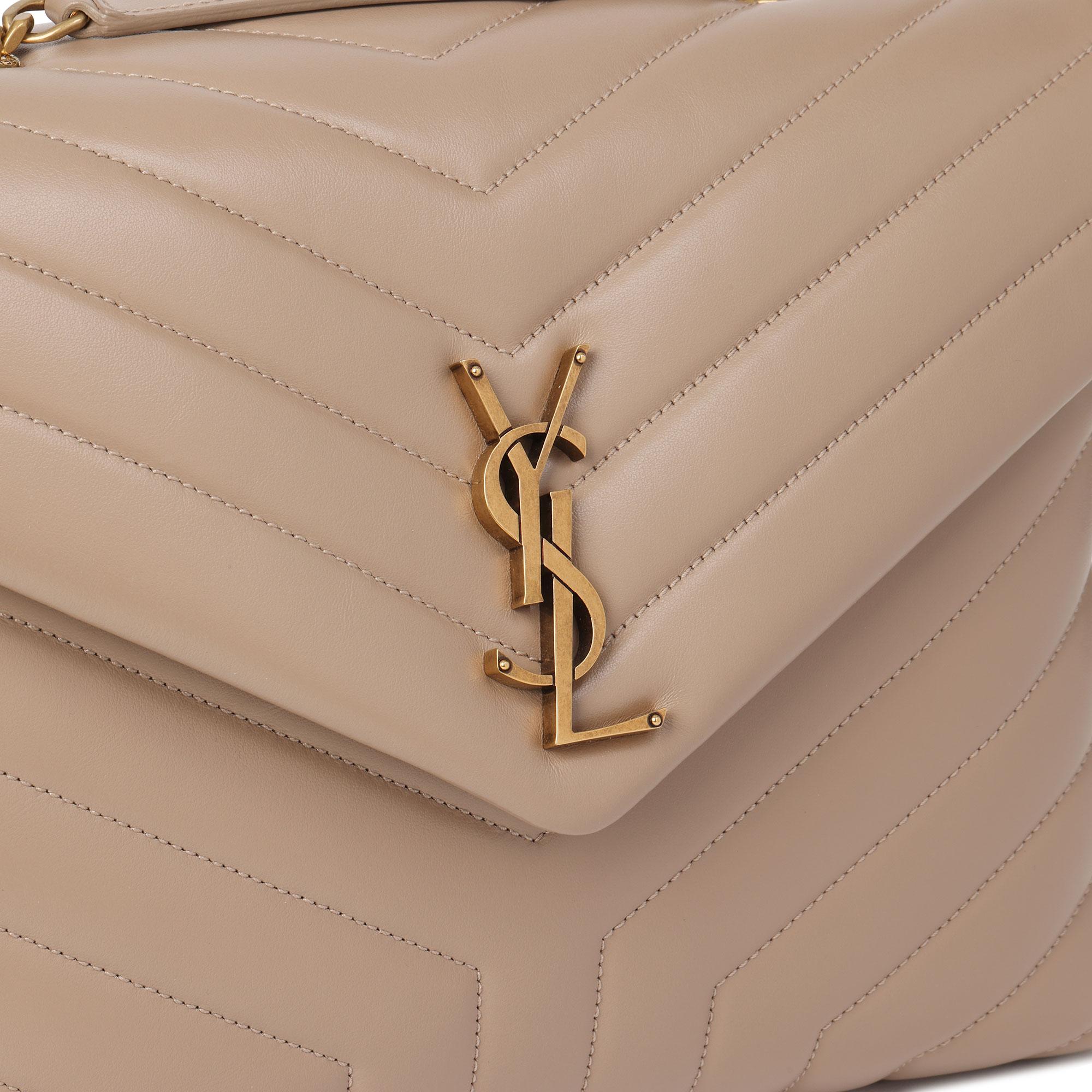 Women's 2019 Saint Laurent Dark Beige Y Quilted Calfskin Leather Medium Loulou