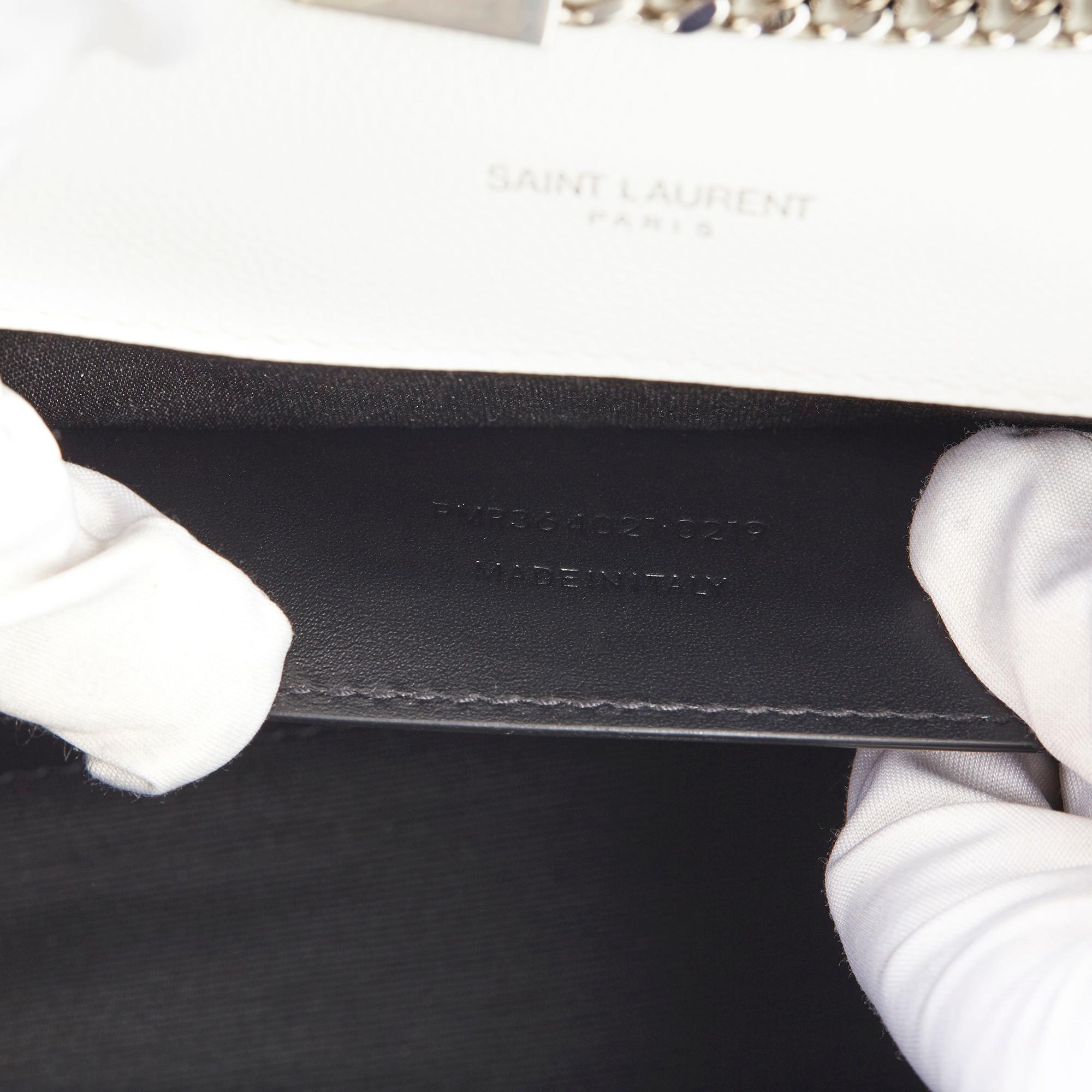 2019 Saint Laurent White Grained Calfskin Leather Medium Kate 5
