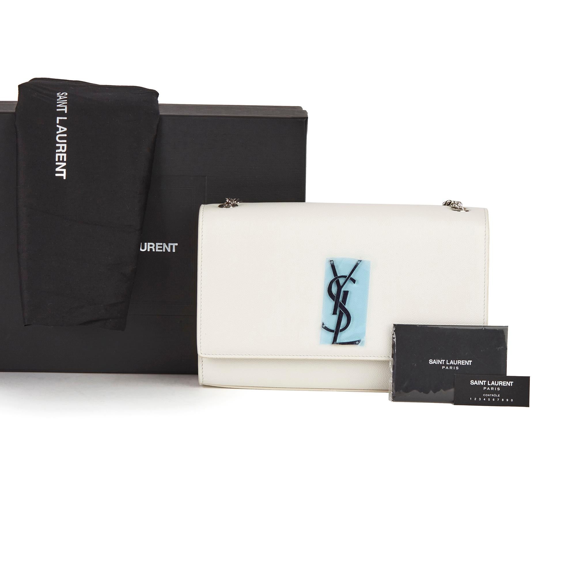 2019 Saint Laurent White Grained Calfskin Leather Medium Kate 7