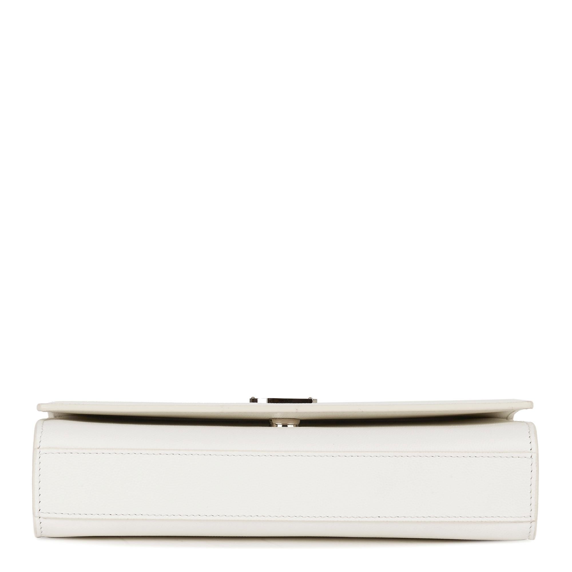 2019 Saint Laurent White Grained Calfskin Leather Medium Kate 1