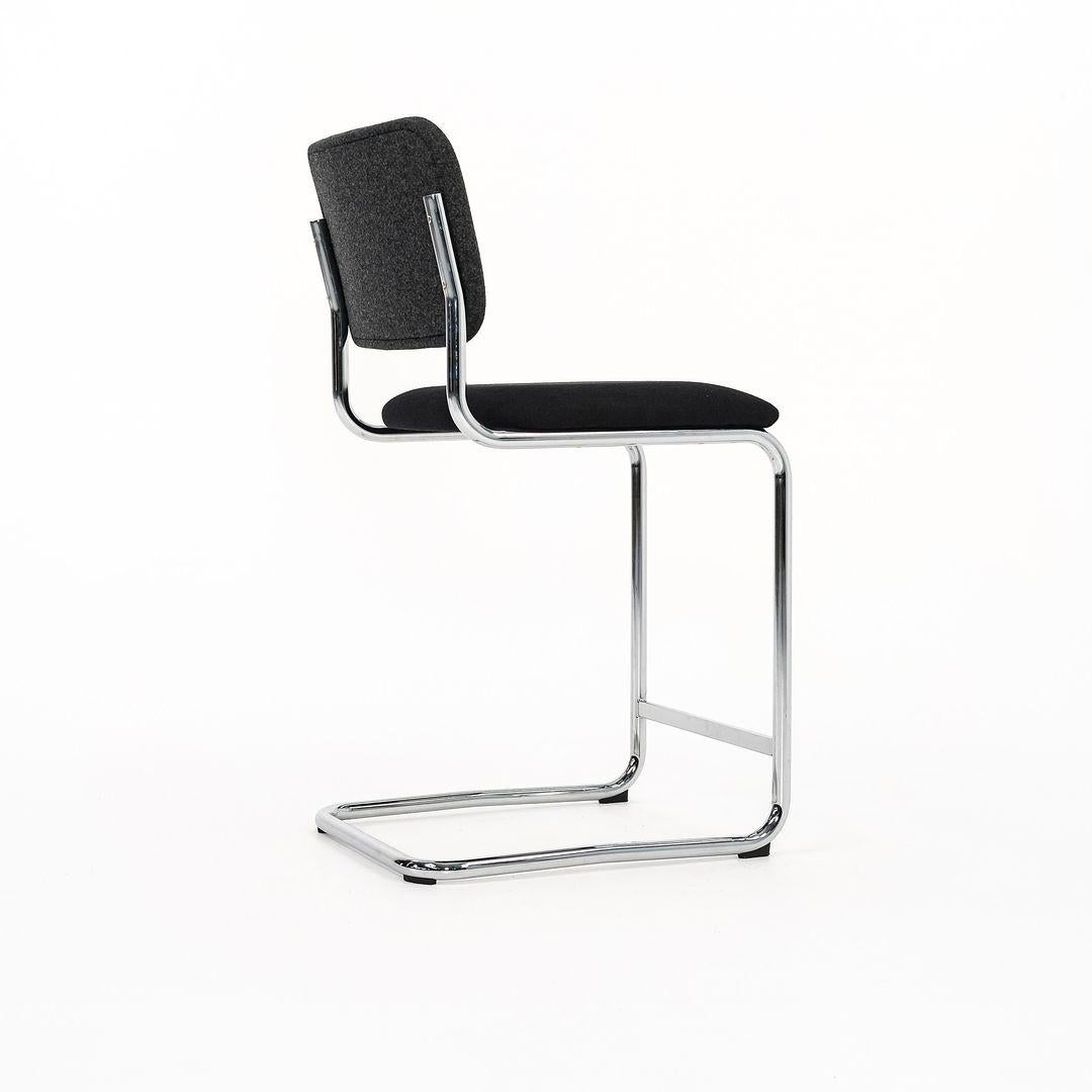 2019 Set of Three Marcel Breuer for Knoll Cesca Counter Stool in Gray and Fabric In Good Condition In Philadelphia, PA