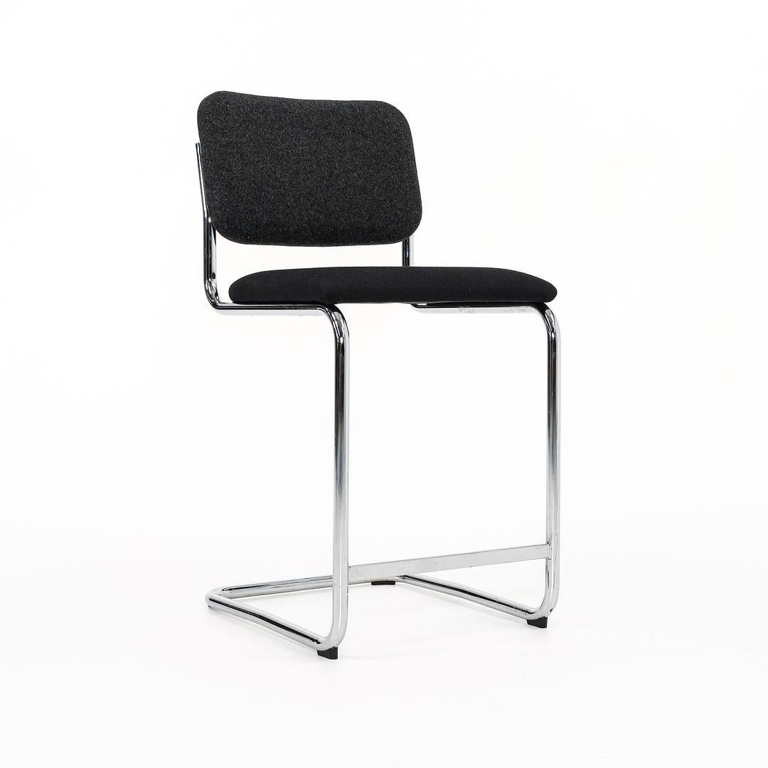 Contemporary 2019 Set of Three Marcel Breuer for Knoll Cesca Counter Stool in Gray and Fabric