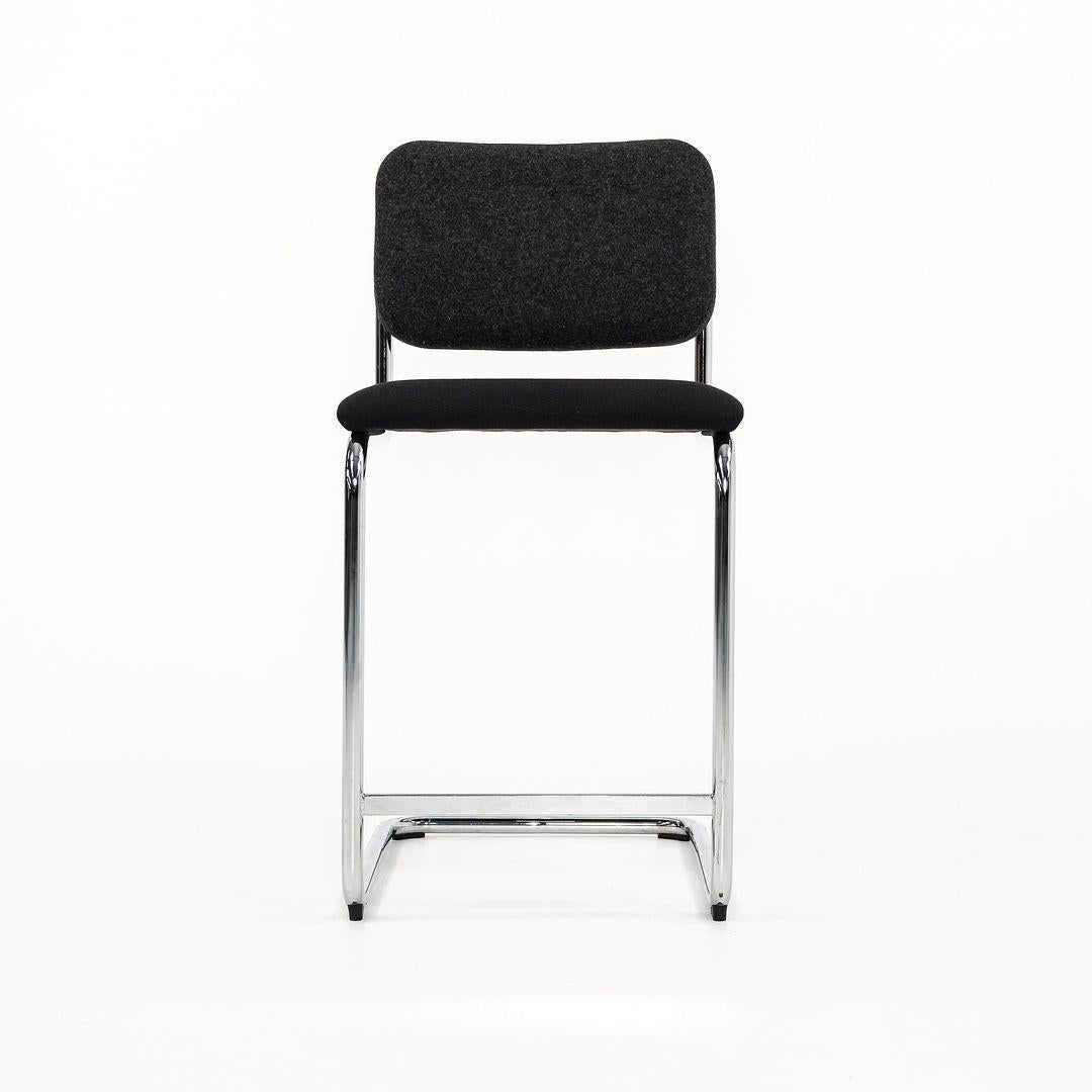 Steel 2019 Set of Three Marcel Breuer for Knoll Cesca Counter Stool in Gray and Fabric
