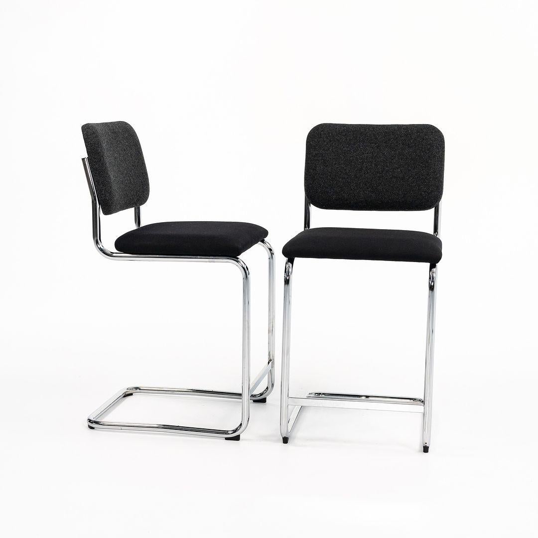 2019 Set of Three Marcel Breuer for Knoll Cesca Counter Stool in Gray and Fabric 1