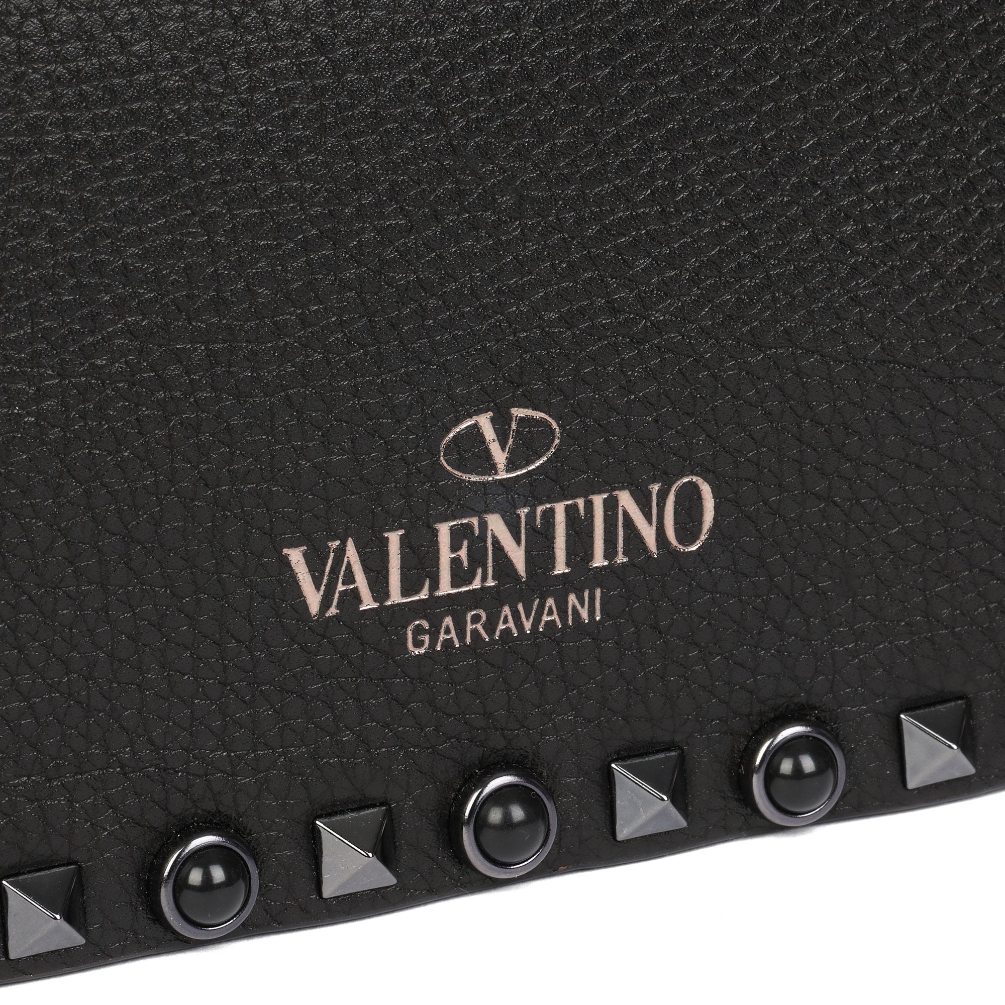Women's 2019 Valentino Black Calfskin & Embellishment Tiger Rockstud Rolling Bag