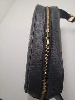 2019 VERSACE Black Leather with White Logo Waistbag Bumbag