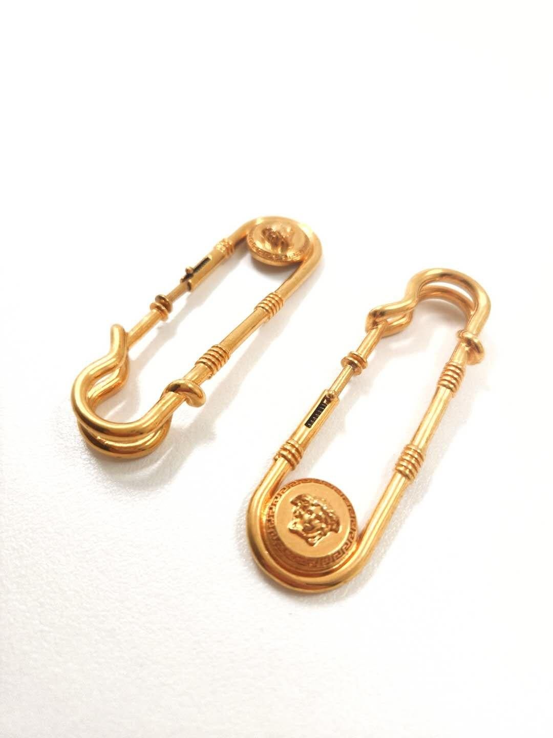 versace safety pin earrings