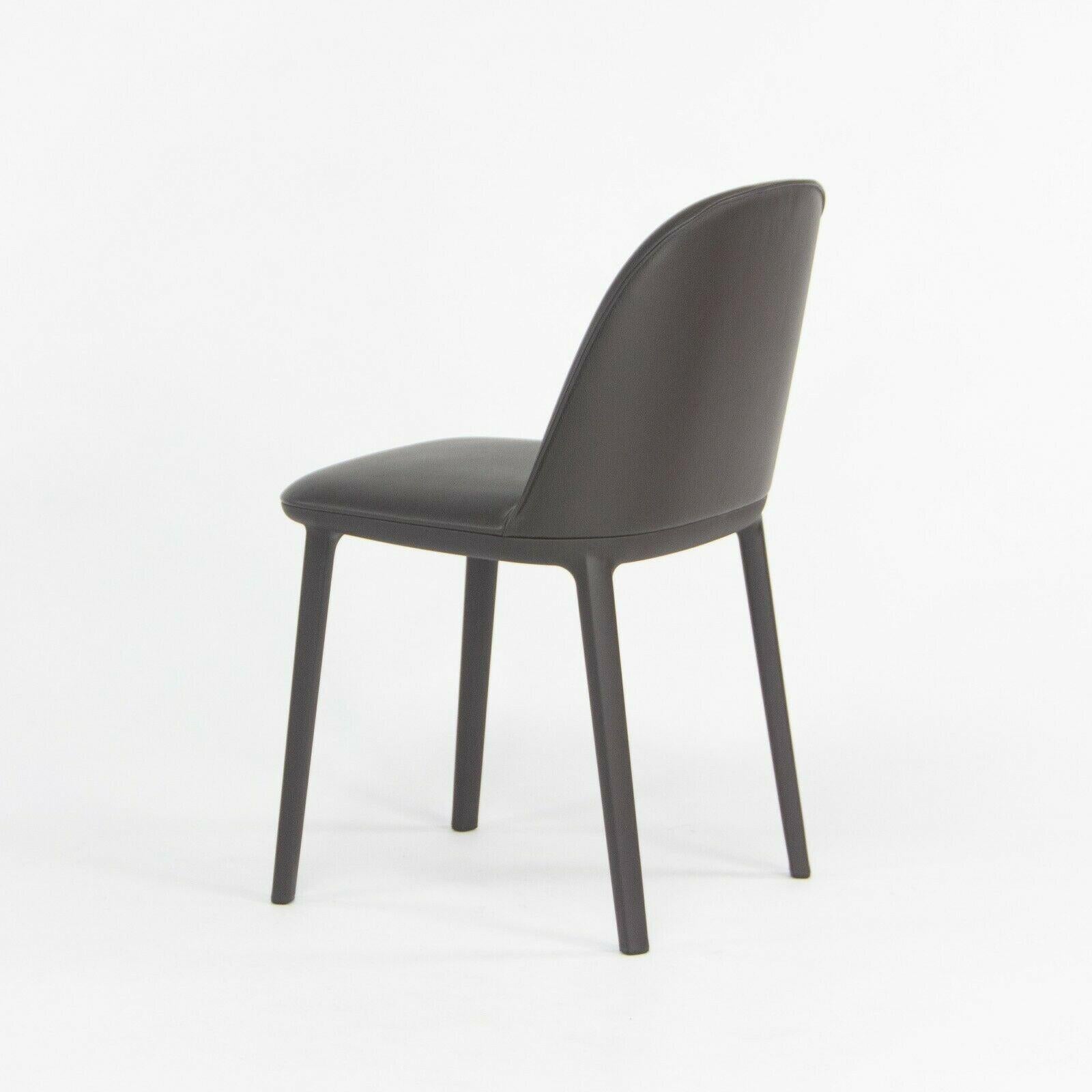 2019 Vitra Softshell Side Chair w Dark Brown Leather by Ronan & Erwan Bouroullec In Good Condition For Sale In Philadelphia, PA