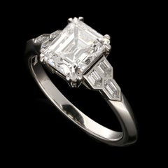 Hancocks 2.01carat Rare Vintage Carre Cut Diamond Platinum Solitaire Ring