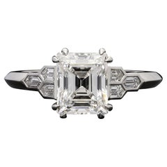 Hancocks 2,01 quilates Raro Anillo Solitario de Platino con Diamante de Corte Carre Vintage