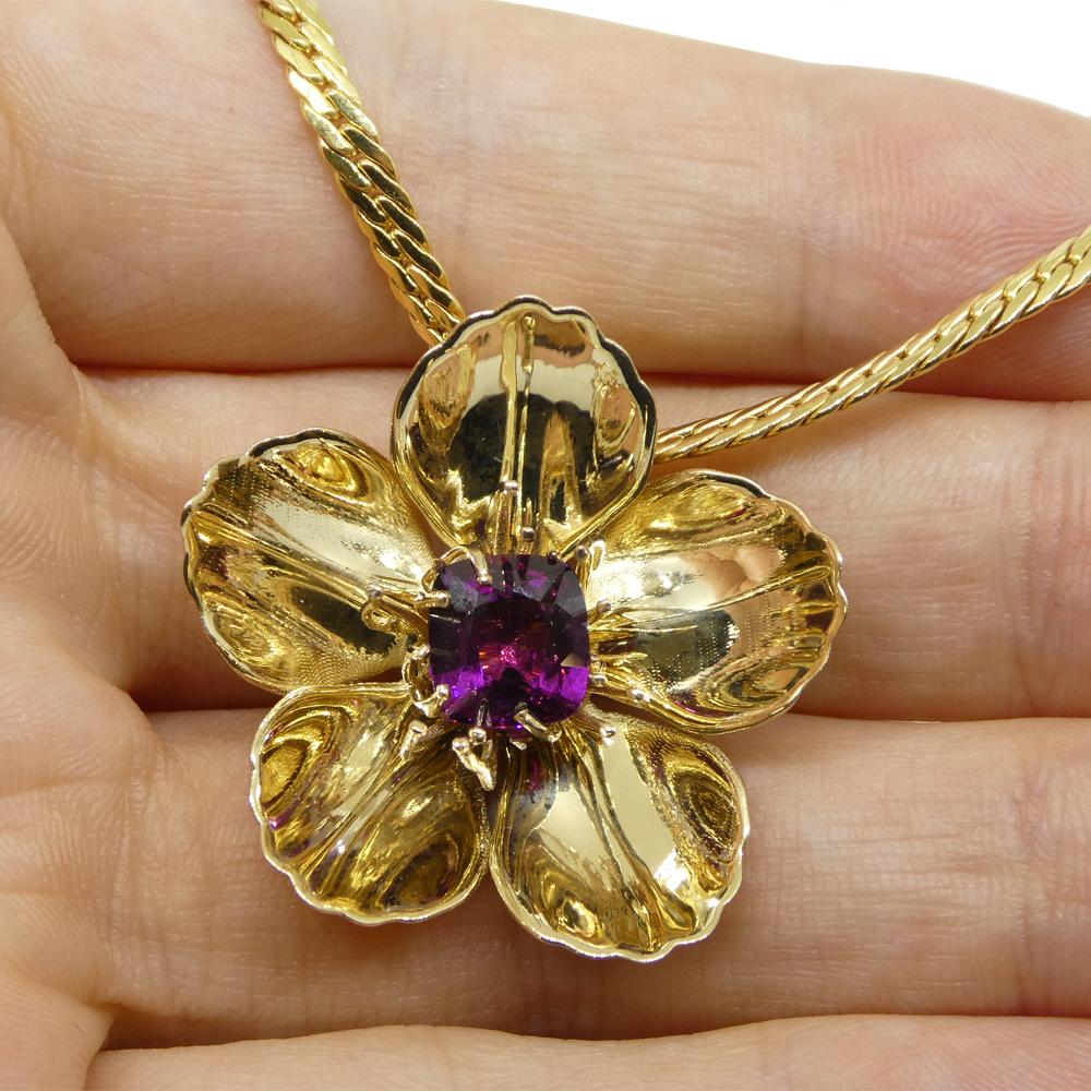 Pendentif en or jaune 14k avec grenat violet 2.01ct en coussin en vente 4