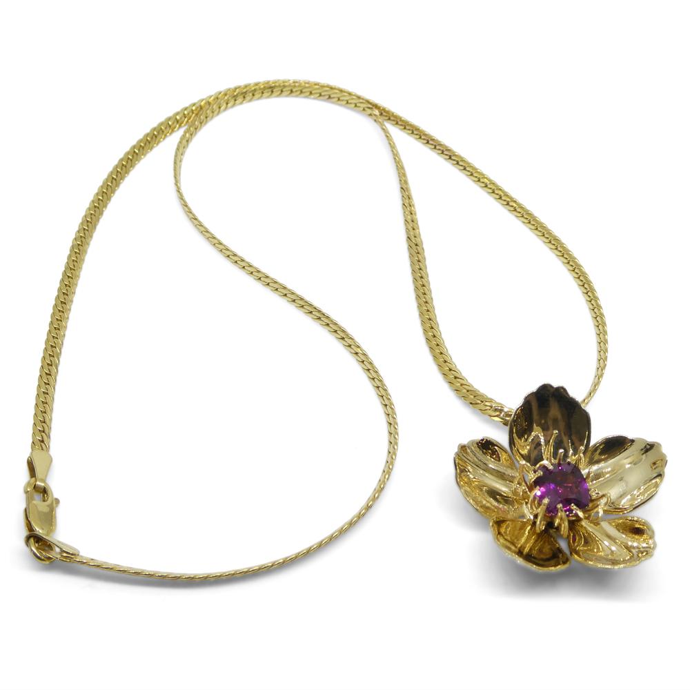 Pendentif en or jaune 14k avec grenat violet 2.01ct en coussin en vente 5